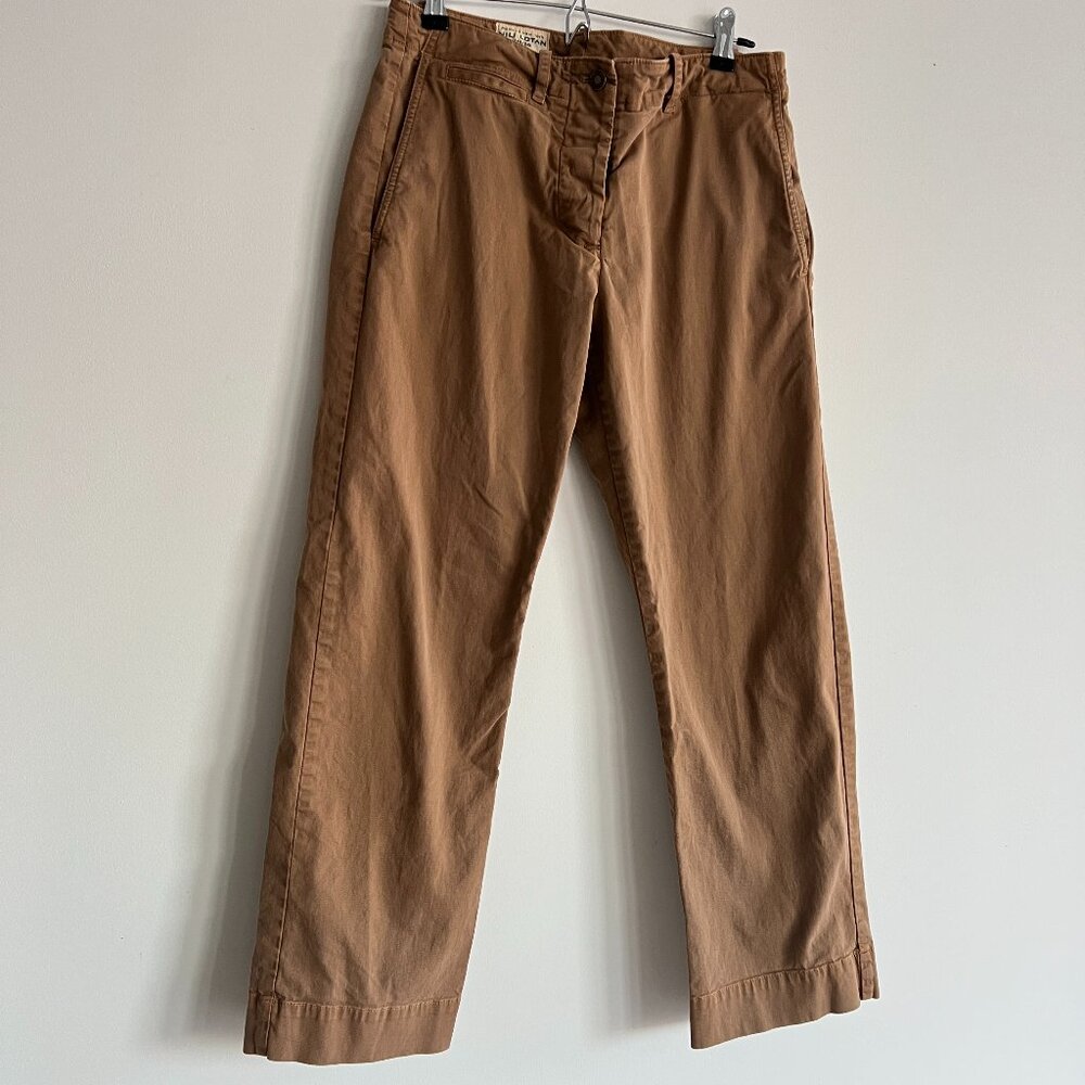 NILI LOTAN Tomboy cotton-blend twill straight-leg pants, camel, size 4